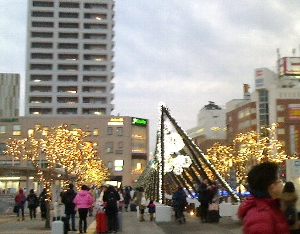 函館駅前のイルミネーションの写真