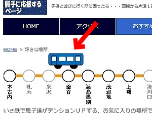 「おすすめ」ページの動く電車の画面の写真