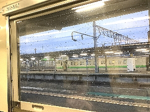 道南いさりび鉄道　夜景列車からの車窓の写真