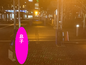 夜の函館駅前の写真