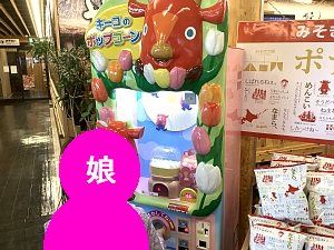 道の駅にあるキーコのポップコーン販売機の写真